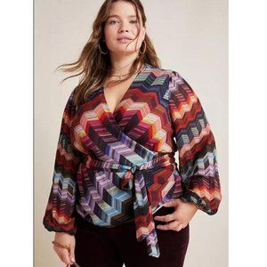 Conditions Apply by Anthropologie Chevron Wrap Blouse 3X